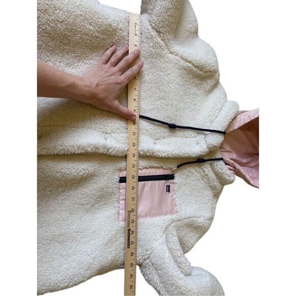 Levi's High Pile Fleece Hooded Zip Jacket Cream Pink XL - Picture 7 of 14